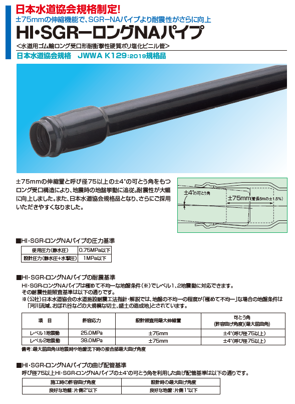 塩ビ管の耐震性向上に！