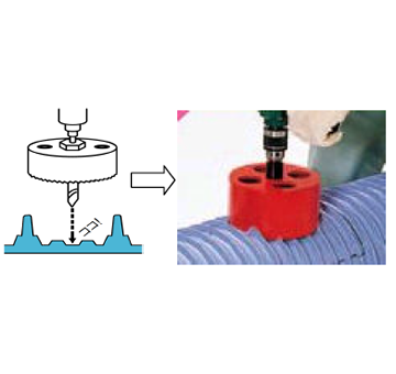塩ビ管専用ホルソーによるせん孔